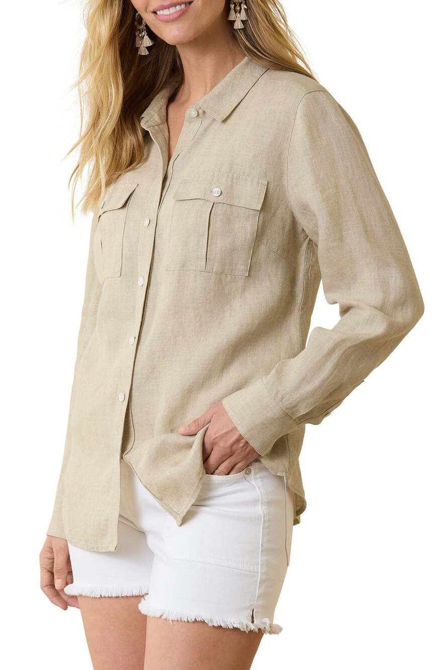 Tommy Bahama Coastalina Utility Linen Shirt XL/TG Natural
